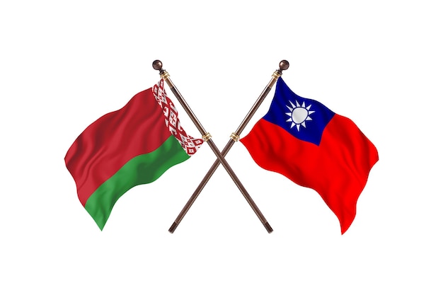 Belarus versus Taiwan Two Countries Flags Background