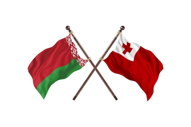 Belarus versus Tonga Two Countries Flags Background