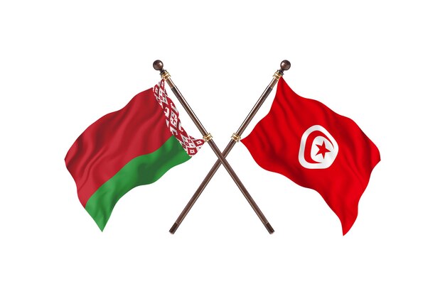 Belarus versus Tunisia Two Countries Flags Background