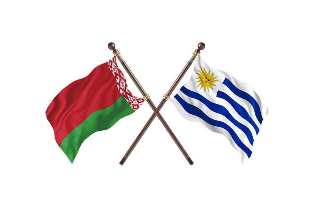 Belarus versus Uruguay Two Countries Flags Background