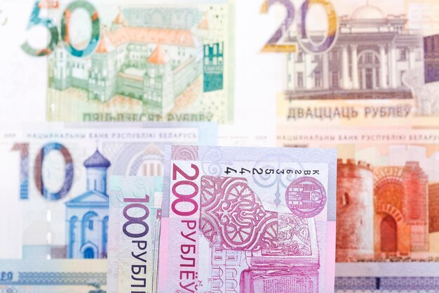 Belarusian money ruble a business background