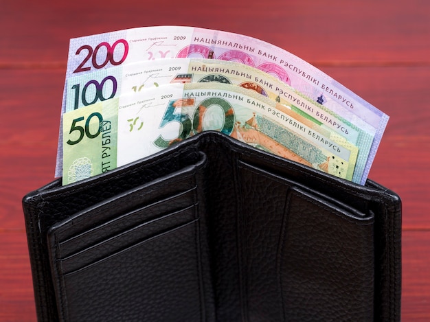 Belarusian ruble in the black wallet