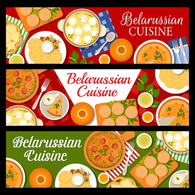 Belarussian cuisine food banners Belarusian dishes