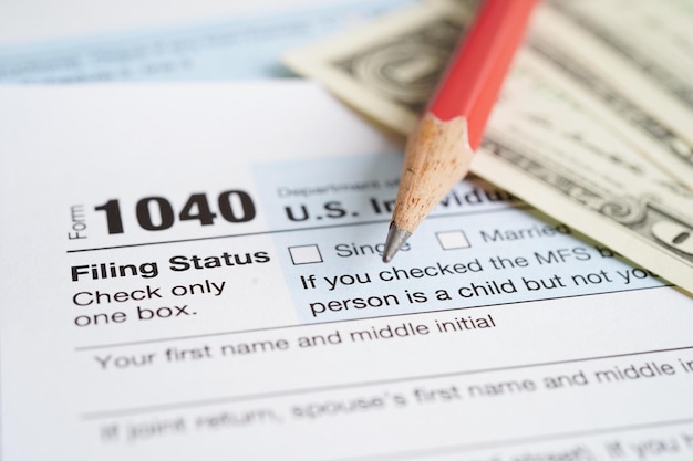 Belastingformulier 1040 U.S. Individuele inkomstenbelastingaangifte bedrijfsfinanciën concept