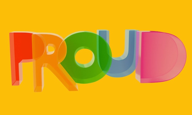 Foto belettering in lgbt-kleuren trotse 3d-illustratie