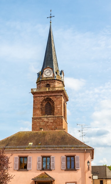 Belfry of a church in Bergheim - France