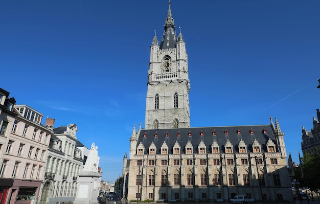 The belfry of Ghent an old medieval tower in the old city centre of Ghent Belgium