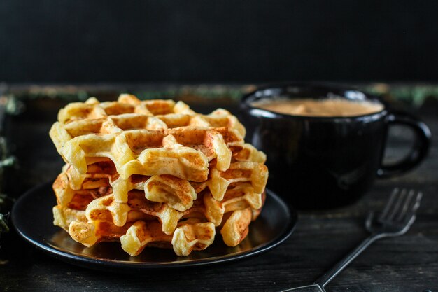 Belgian or american waffles dessert