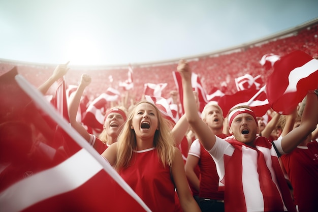 Photo belgian fans cheering on their team from the stands