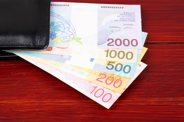 Belgian Franc in the black wallet