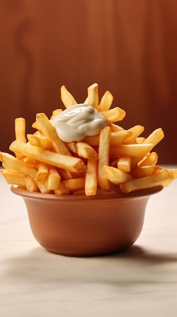 Belgian fries with mayo street food i