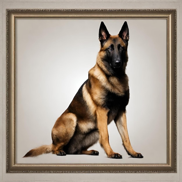 Photo belgian shepherd malinois with image posture for a frame 2