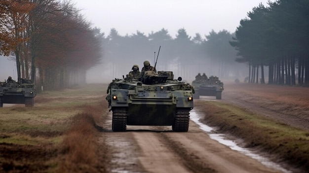 Photo belgian soldiers take part in nato's iron wolf military drills using generative ai