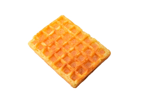 Belgian waffle isolated on white background.