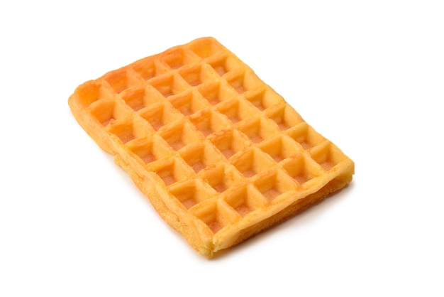 Belgian waffle isolated on white background.