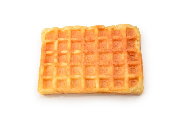 Belgian waffle isolated on white background.