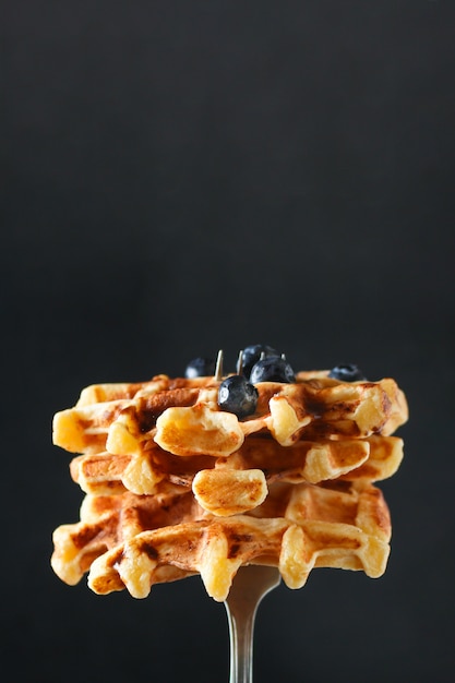 Belgian waffles delicious sweet dish dessert