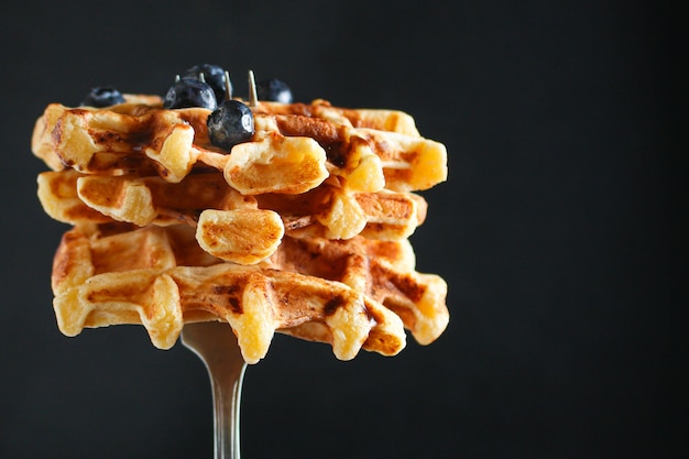 Belgian waffles delicious sweet dish dessert