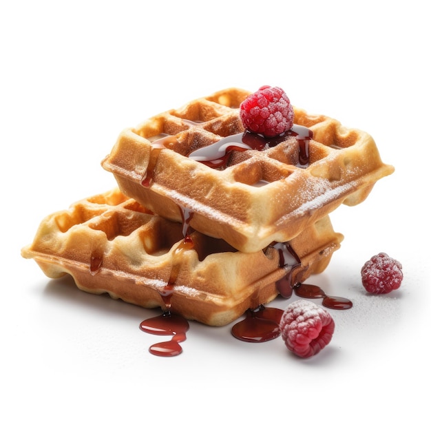 Belgian Waffles Isolated on White Generative AI