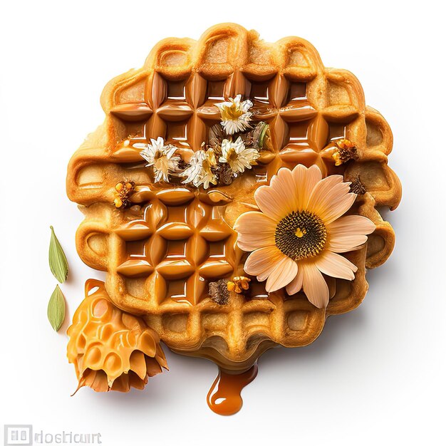 Belgian waffles on a white background food phot