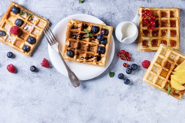 Belgian waffles with berries