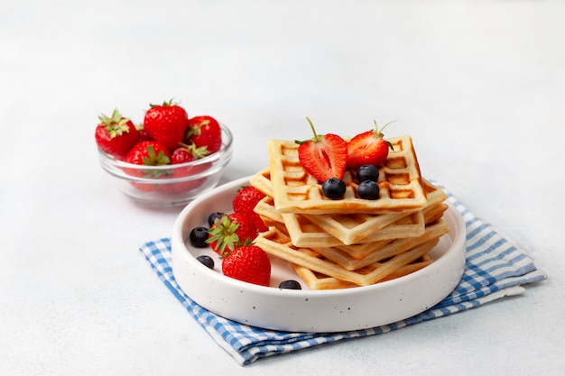 Belgian waffles with fresh berries