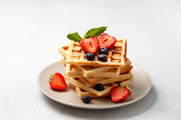 Belgian waffles with fresh berries