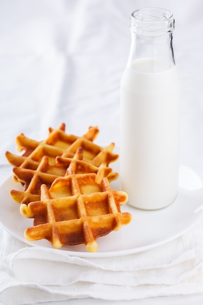 Belgian waffles with milk