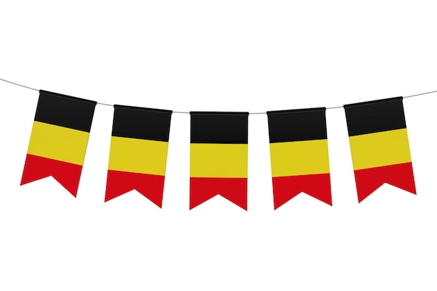 België nationale vlag feestelijke gors tegen een effen witte achtergrond 3d rendering