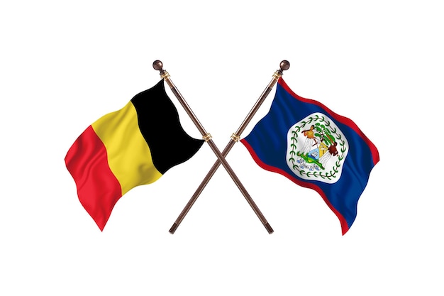 België versus Belize twee landen vlaggen achtergrond