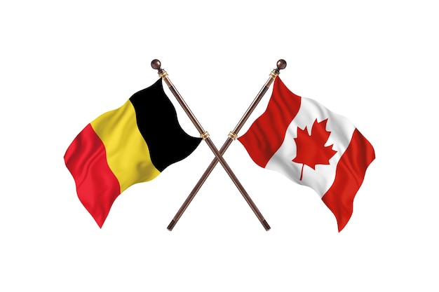 België versus canada twee landen vlaggen achtergrond