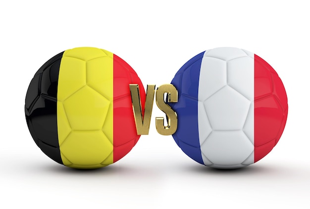 België versus Frankrijk voetbal halve finale wedstrijd 3D-rendering