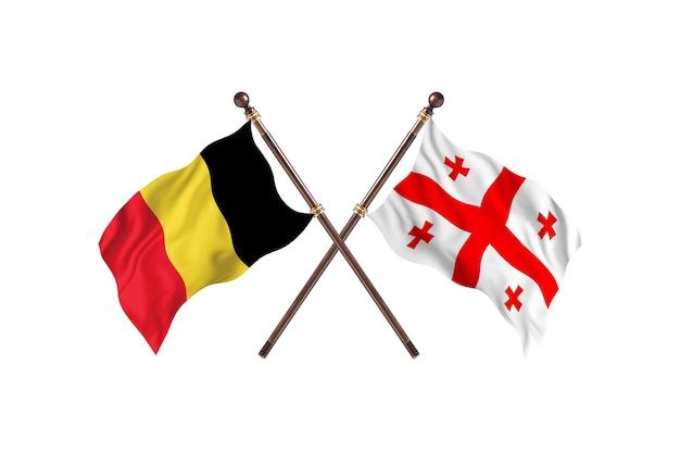 België versus Georgië twee landen vlaggen achtergrond