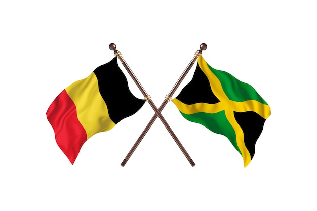 België versus Jamaica twee landen vlaggen achtergrond