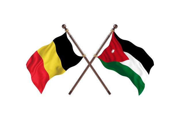 België versus Jordanië twee landen vlaggen achtergrond