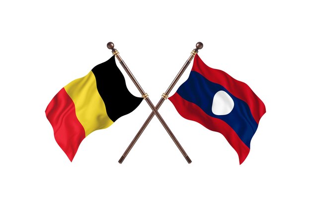 België versus Laos twee landen vlaggen achtergrond