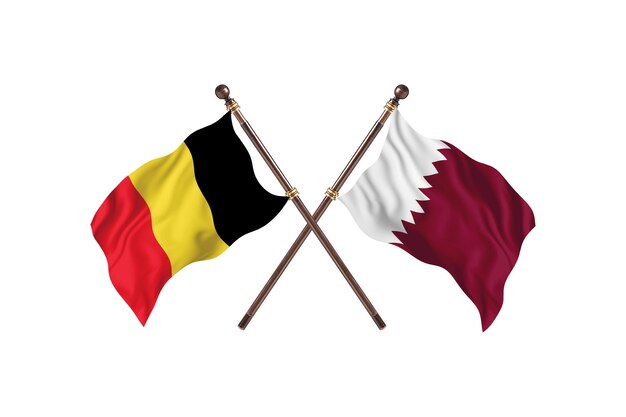 België versus Qatar twee landen vlaggen achtergrond