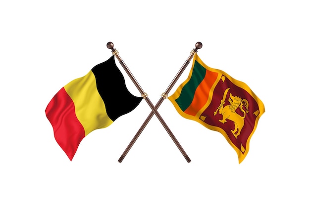 België versus Sri Lanka twee landen vlaggen achtergrond