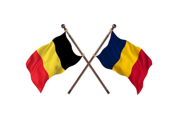 België versus Tsjaad twee landen vlaggen achtergrond