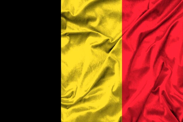 België vlag op stof textuur 3D-werk en 3D-beeld
