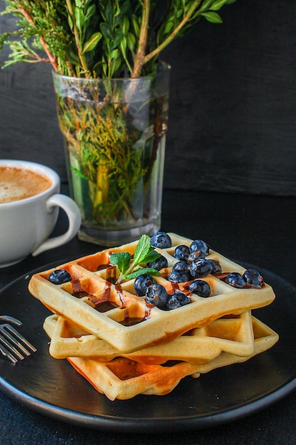 Belgische of Amerikaanse wafels heerlijk zoet gerecht, dessert