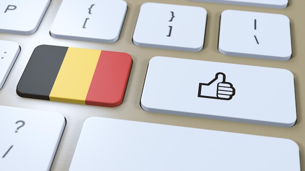 Belgische vlag en Yes of Thumbs Up Button 3D-illustratie