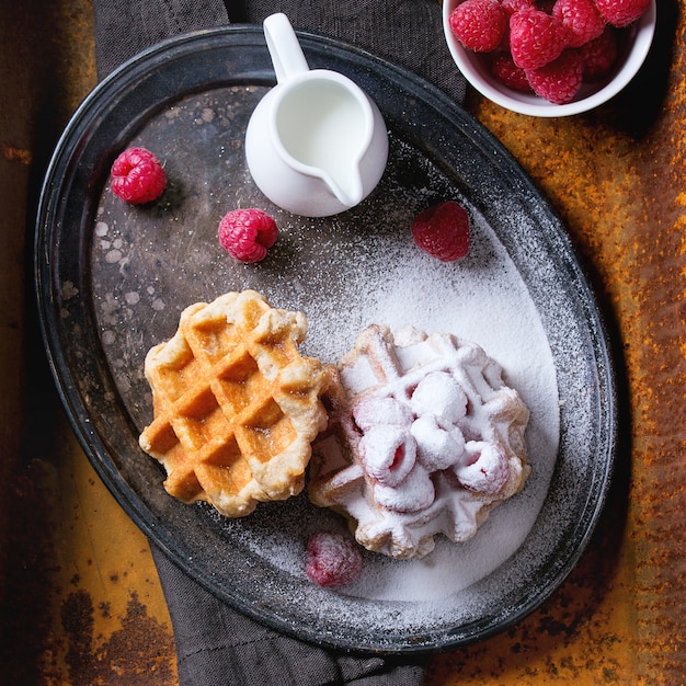 Belgische wafels met frambozen