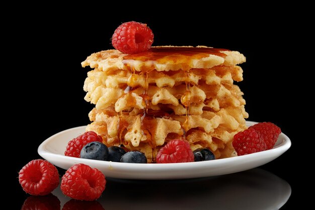 Belgische wafels met honing en bessen