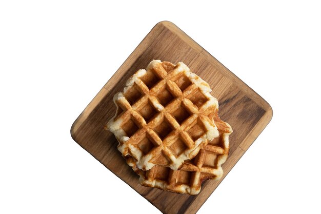 Belgische Wafels op een houten bord Witte achtergrond