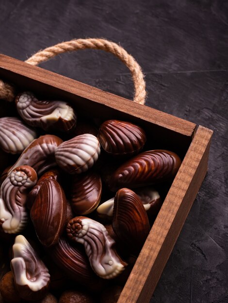 Belgium chocolate candies in a box