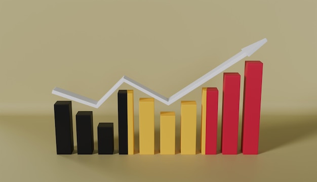 Belgium Flag Bar Chart Graph Increasing Values on Pastel Color Background