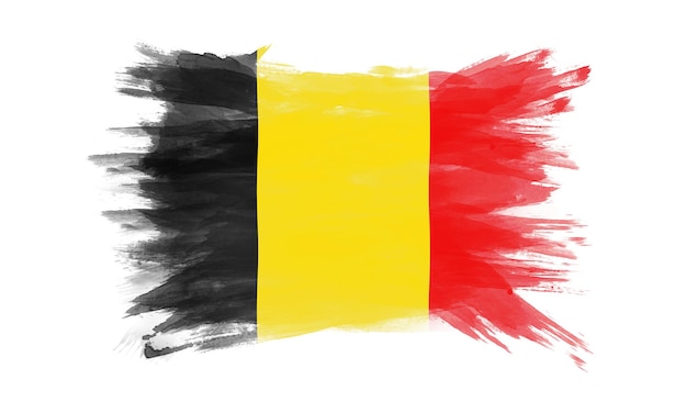 ベルギーの旗のブラシストローク、白い背景の上の国旗