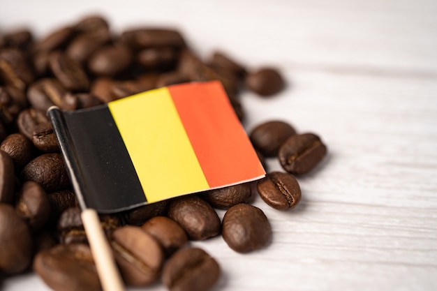 Belgium flag on coffee beans.