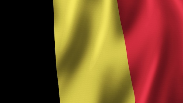 Photo belgium flag waving closeup 3d rendering with high quality image with fabric texture